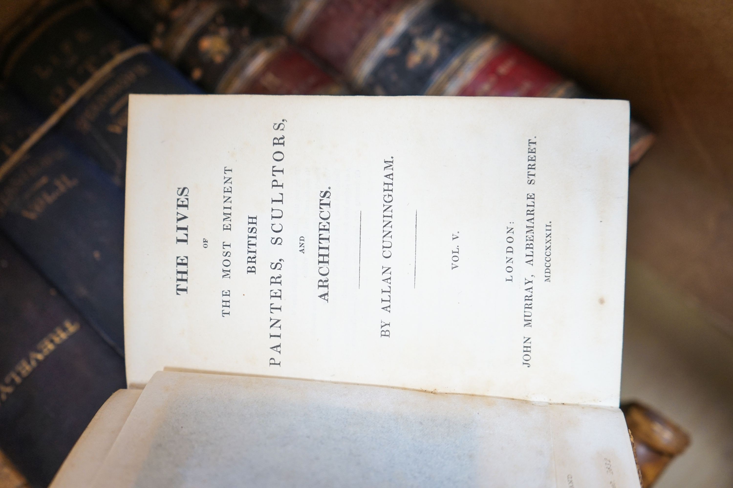 A collection of leather bound books, including The Truth of The Scripture 1796 to follow The Whole Duty of Man 1808 and Pompeii-Dyer 1875